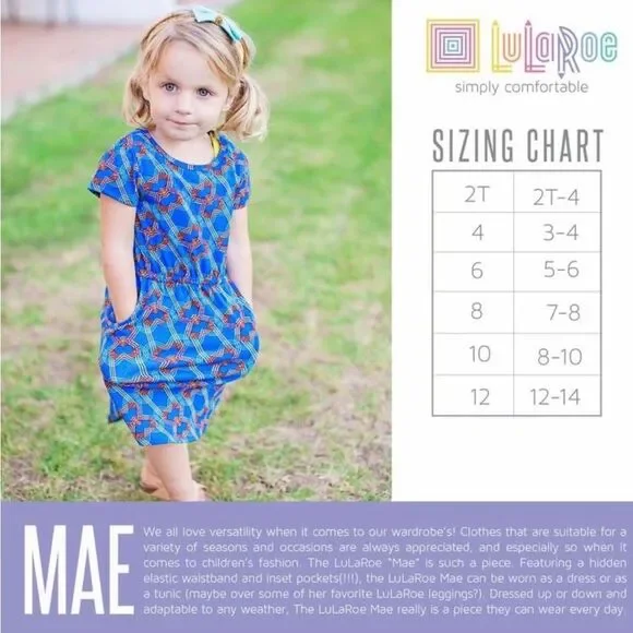 LuLaRoe blue/teal/white geometric print mae dress, size 2 (2-4) - Picture 7 of 7